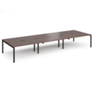 Adapt triple back to back desks 4800mm x 1600mm - black frame and walnut top