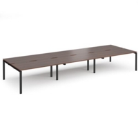 Adapt triple back to back desks 4800mm x 1600mm - black frame and walnut top
