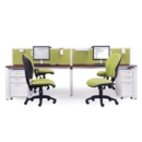 Adapt triple back to back desks 4800mm x 1600mm - black frame and white top