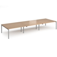 Adapt triple back to back desks 4800mm x 1600mm - silver frame and beech top