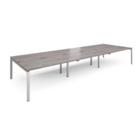 Adapt triple back to back desks 4800mm x 1600mm - silver frame and grey oak top