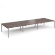 Adapt triple back to back desks 4800mm x 1600mm - silver frame and walnut top