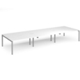 Adapt triple back to back desks 4800mm x 1600mm - silver frame and white top