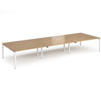 Adapt triple back to back desks 4800mm x 1600mm - white frame and oak top