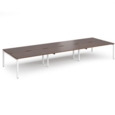 Adapt triple back to back desks 4800mm x 1600mm - white frame and walnut top