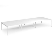 Adapt triple back to back desks 4800mm x 1600mm - white frame and white top