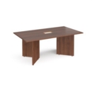 Arrow head leg rectangular boardroom table 1800mm x 1000mm with central cutout 272mm x 132mm - walnut