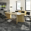 Arrow head leg radial end boardroom table 2400mm x 1000mm with central cutout 272mm x 132mm - beech