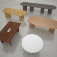 Arrow head leg radial end boardroom table 2400mm x 1000mm with central cutout 272mm x 132mm - beech
