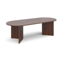 Arrow head leg radial end boardroom table 2400mm x 1000mm - walnut
