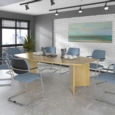 Arrow head leg radial end boardroom table 2400mm x 1000mm - white