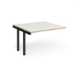 Adapt boardroom table add on unit 1200mm x 1200mm - black frame and white top with oak edging