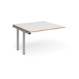 Adapt boardroom table add on unit 1200mm x 1200mm - silver frame and white top with oak edging