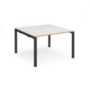 Adapt boardroom table starter unit 1200mm x 1200mm - black frame and white top with oak edging