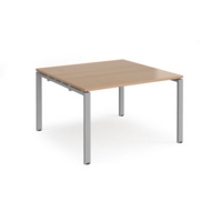 Adapt boardroom table starter unit 1200mm x 1200mm - silver frame and beech top