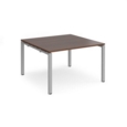 Adapt boardroom table starter unit 1200mm x 1200mm - silver frame and walnut top