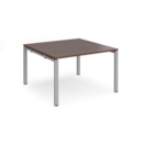 Adapt boardroom table starter unit 1200mm x 1200mm - silver frame and walnut top