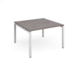 Adapt boardroom table starter unit 1200mm x 1200mm - white frame and grey oak top