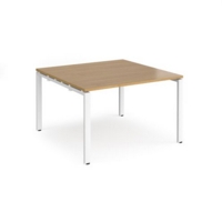 Adapt boardroom table starter unit 1200mm x 1200mm - white frame and oak top