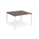Adapt boardroom table starter unit 1200mm x 1200mm - white frame and walnut top