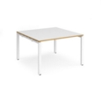 Adapt boardroom table starter unit 1200mm x 1200mm - white frame and white top with oak edging
