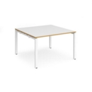 Adapt boardroom table starter unit 1200mm x 1200mm - white frame and white top with oak edging