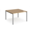 Adapt square boardroom table 1200mm x 1200mm - silver frame and oak top