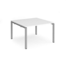 Adapt square boardroom table 1200mm x 1200mm - silver frame and white top