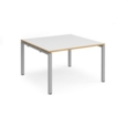 Adapt square boardroom table 1200mm x 1200mm - silver frame and white top with oak edging