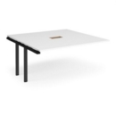 Adapt boardroom table add on unit 1600mm x 1600mm with central cutout 272mm x 132mm - black frame and white top