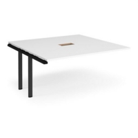 Adapt boardroom table add on unit 1600mm x 1600mm with central cutout 272mm x 132mm - black frame and white top