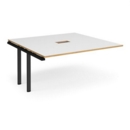 Adapt boardroom table add on unit 1600mm x 1600mm with central cutout 272mm x 132mm - black frame and white with oak edge top
