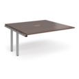 Adapt boardroom table add on unit 1600mm x 1600mm with central cutout 272mm x 132mm - silver frame and walnut top