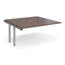Adapt boardroom table add on unit 1600mm x 1600mm with central cutout 272mm x 132mm - silver frame and walnut top
