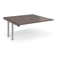Adapt boardroom table add on unit 1600mm x 1600mm with central cutout 272mm x 132mm - silver frame and walnut top
