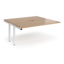 Adapt boardroom table add on unit 1600mm x 1600mm with central cutout 272mm x 132mm - white frame and beech top