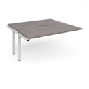 Adapt boardroom table add on unit 1600mm x 1600mm with central cutout 272mm x 132mm - white frame and grey oak top