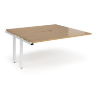 Adapt boardroom table add on unit 1600mm x 1600mm with central cutout 272mm x 132mm - white frame and oak top