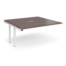 Adapt boardroom table add on unit 1600mm x 1600mm with central cutout 272mm x 132mm - white frame and walnut top