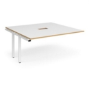 Adapt boardroom table add on unit 1600mm x 1600mm with central cutout 272mm x 132mm - white frame and white with oak edge top