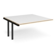 Adapt boardroom table add on unit 1600mm x 1600mm - black frame and white top with oak edging