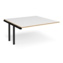 Adapt boardroom table add on unit 1600mm x 1600mm - black frame and white top with oak edging