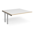Adapt boardroom table add on unit 1600mm x 1600mm - silver frame and white top with oak edging