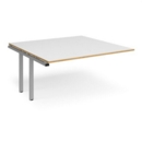 Adapt boardroom table add on unit 1600mm x 1600mm - silver frame and white top with oak edging