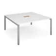 Adapt square boardroom table 1600mm x 1600mm with central cutout 272mm x 132mm - silver frame and white top