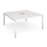 Adapt square boardroom table 1600mm x 1600mm with central cutout 272mm x 132mm - white frame and white top