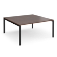 Adapt square boardroom table 1600mm x 1600mm - black frame and walnut top