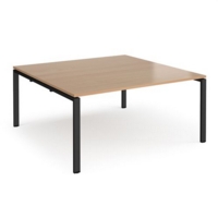 Adapt boardroom table starter unit 1600mm x 1600mm - black frame and beech top