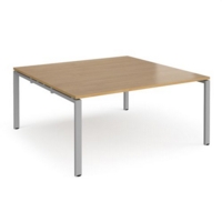 Adapt boardroom table starter unit 1600mm x 1600mm - silver frame and oak top