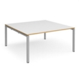 Adapt boardroom table starter unit 1600mm x 1600mm - silver frame and white top with oak edging